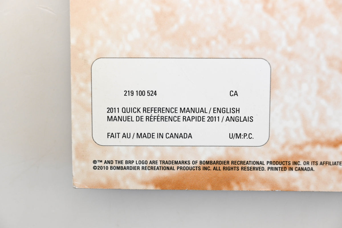 OEM Ski-Doo 219100524 2011 REV-XP REV-XR REV-XU Yeti II Shop Manual