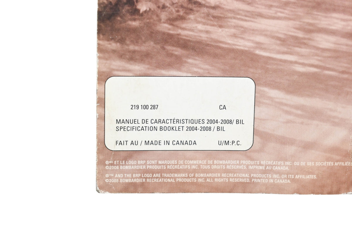 OEM Can-Am 219100287 2004 - 2008 Specification Booklet