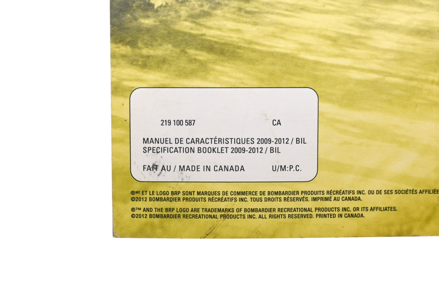 OEM Can-Am 219100587 2009 - 2012 Specification Booklet
