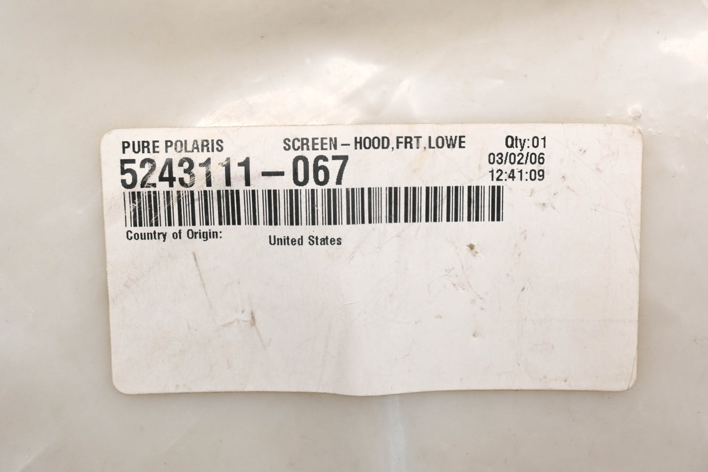 New OEM Polaris 5243111-067 Black Right Hand Lower Front Hood Screen Qty 1 NOS