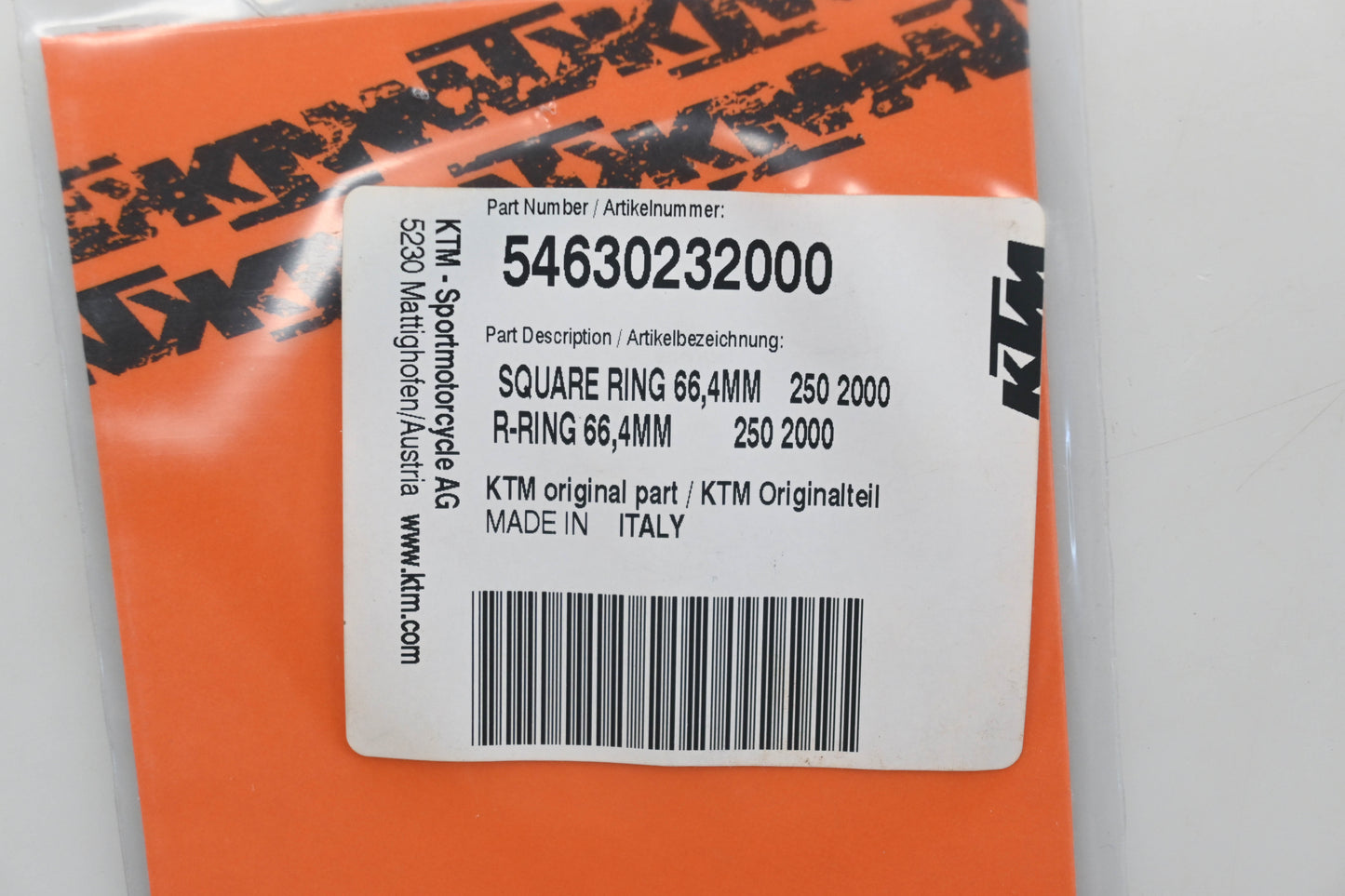 New OEM KTM 54630232000 Square Ring 66.4mm Qty 1 NOS