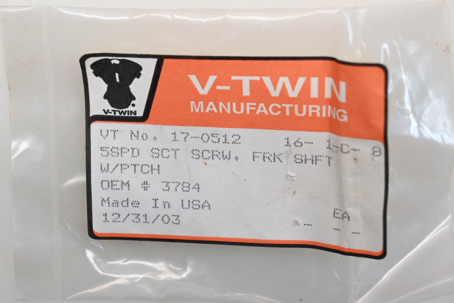 V-Twin 17-0512, 3784 Transmission Shifter Fork Screw Qty 1 NOS