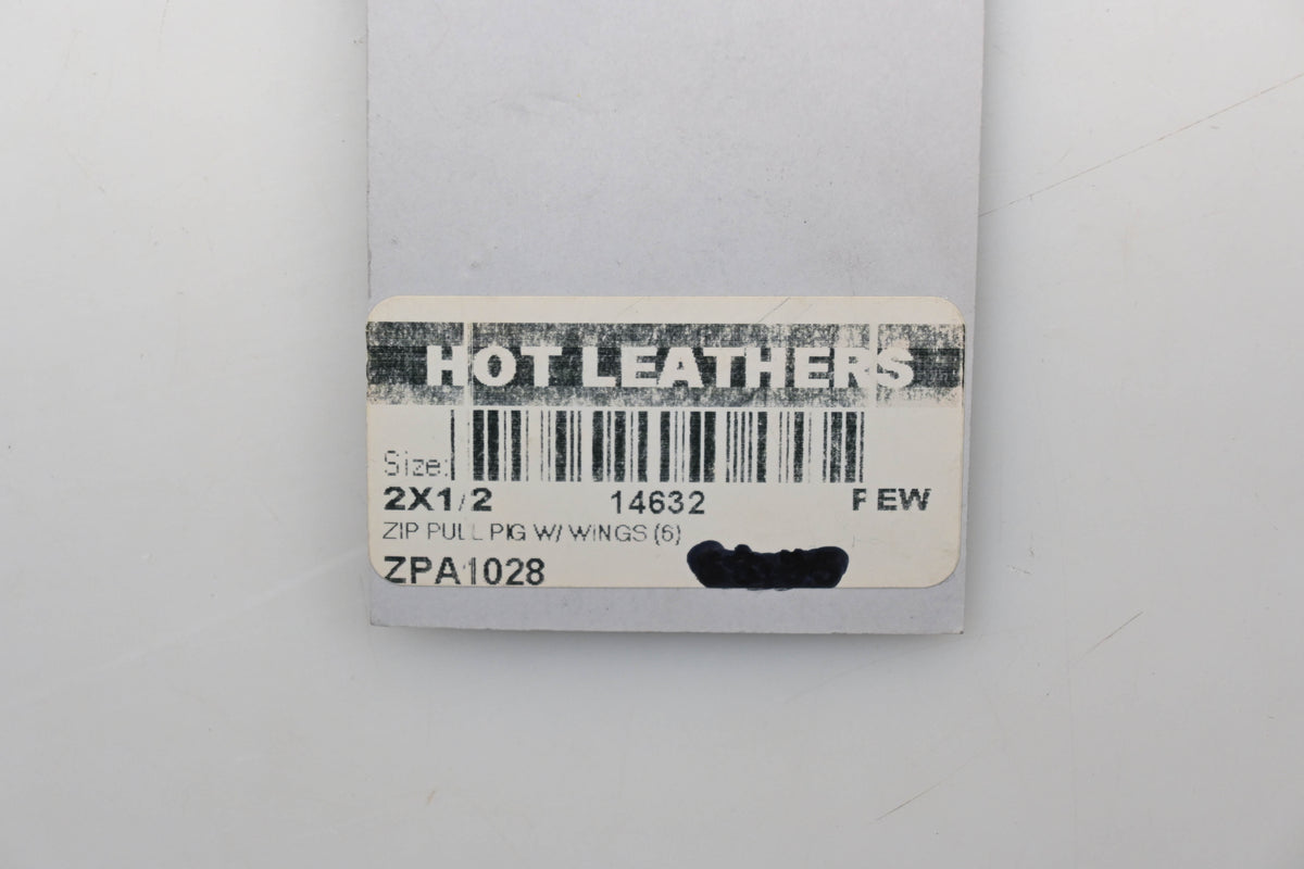 Hot Leathers ZPA1028, 14632 Pig with Wings Zipper Pull Qty 1 NOS