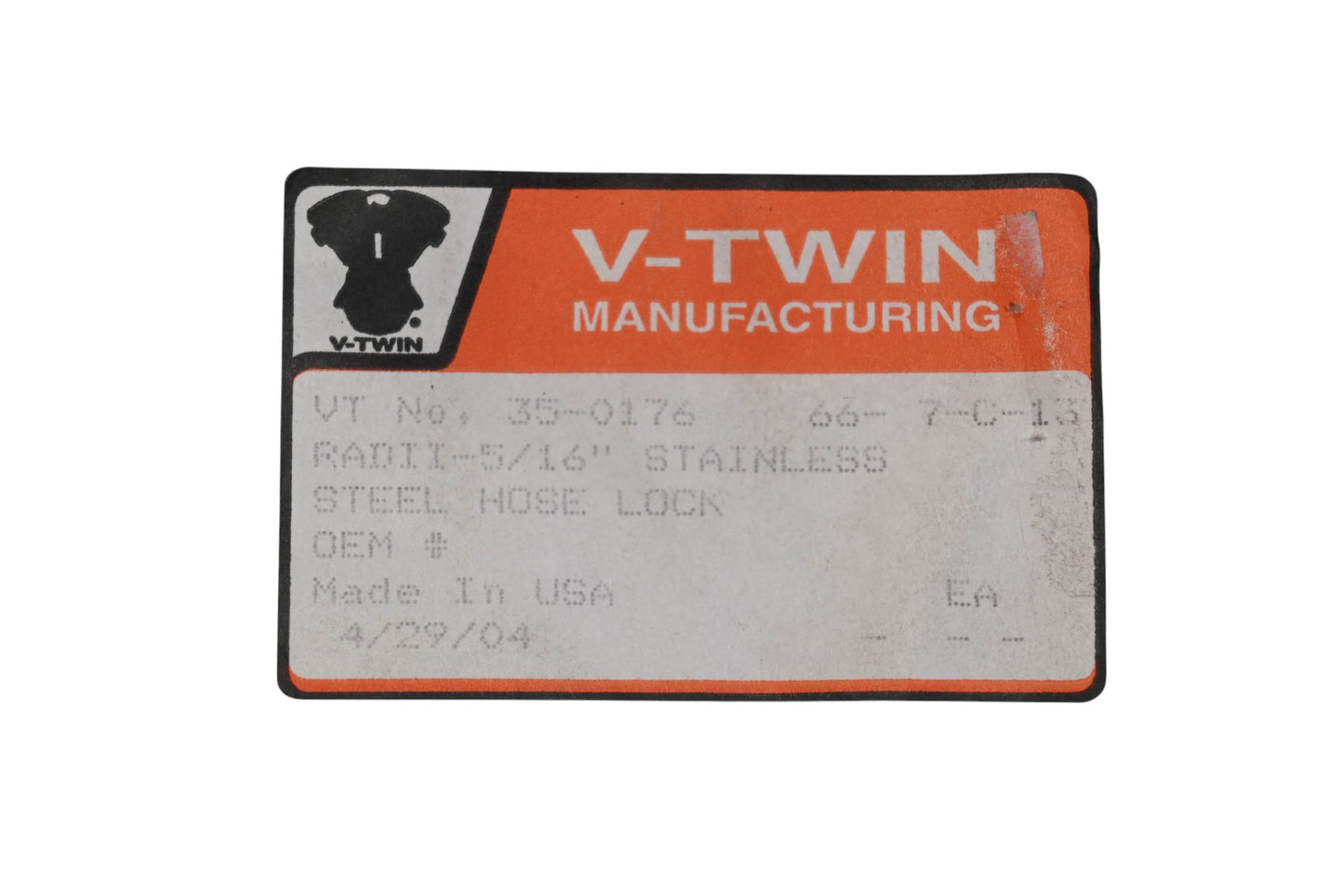 V-Twin 35-0176, 6SS-05 Pi-Thon Radii Fuel Hose Locks 5/16" Qty 2 NOS
