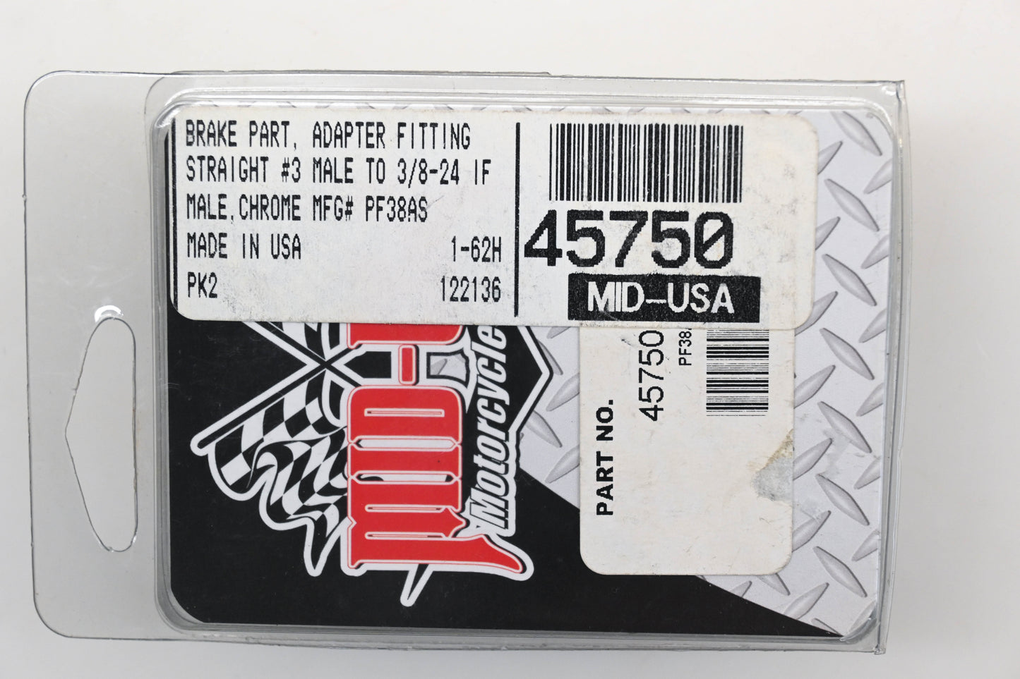 Mid-USA 45750, PF38AS Brake Adapter Fitting 3/8-24 Qty 1 NOS