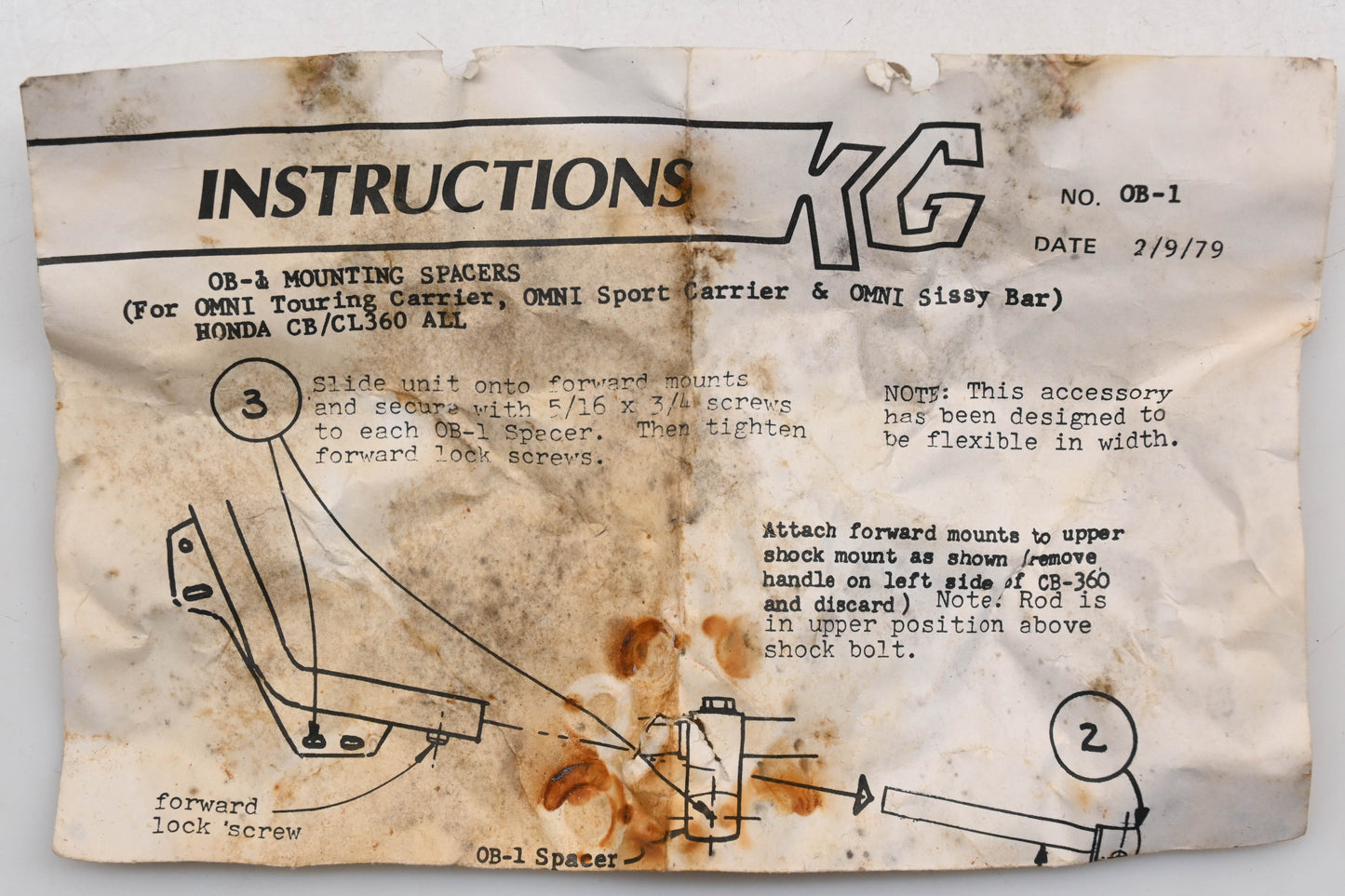 KG 0B-1 Mounting Spacer Kit Fits Honda CB/CL360 Qty 1 NOS