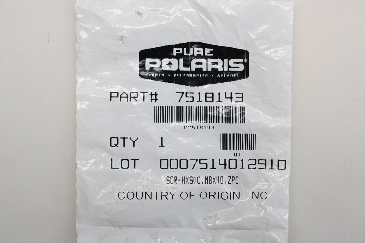 New OEM Polaris 7518143 M8 x 40mm Hex Socket Screw Qty 1 NOS