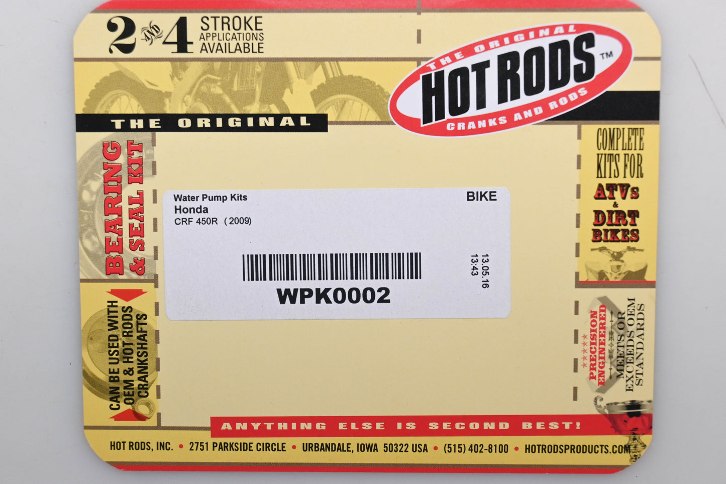 Hot Rods WPK0002, 421-W0002 Water Pump Kit Honda CRF450R '09 Qty 1 NOS