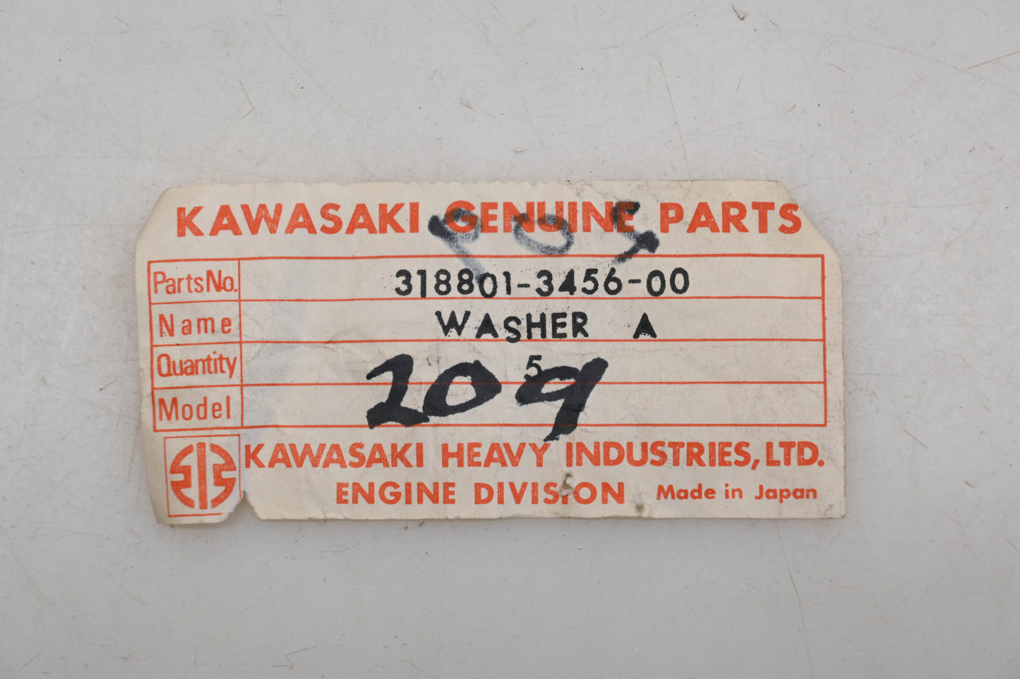New OEM Kawasaki 313550-3456-00, 3000-209, 318801-3456-00 Washers Qty 2 NOS