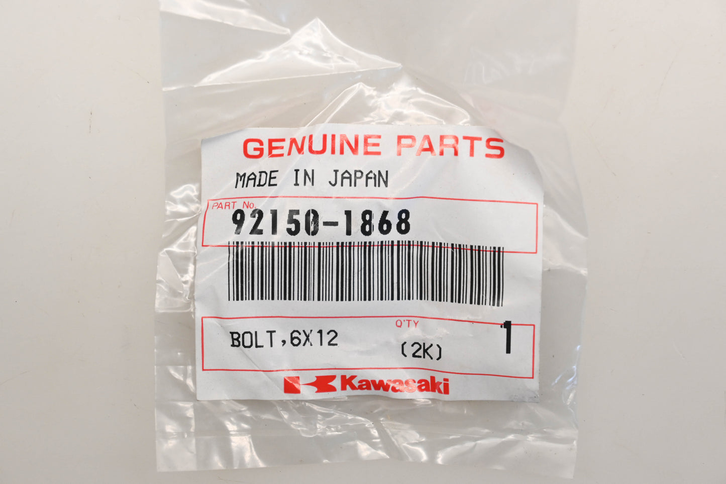 New OEM Kawasaki 92150-1868 Bolt 6X12 Qty 3 NOS