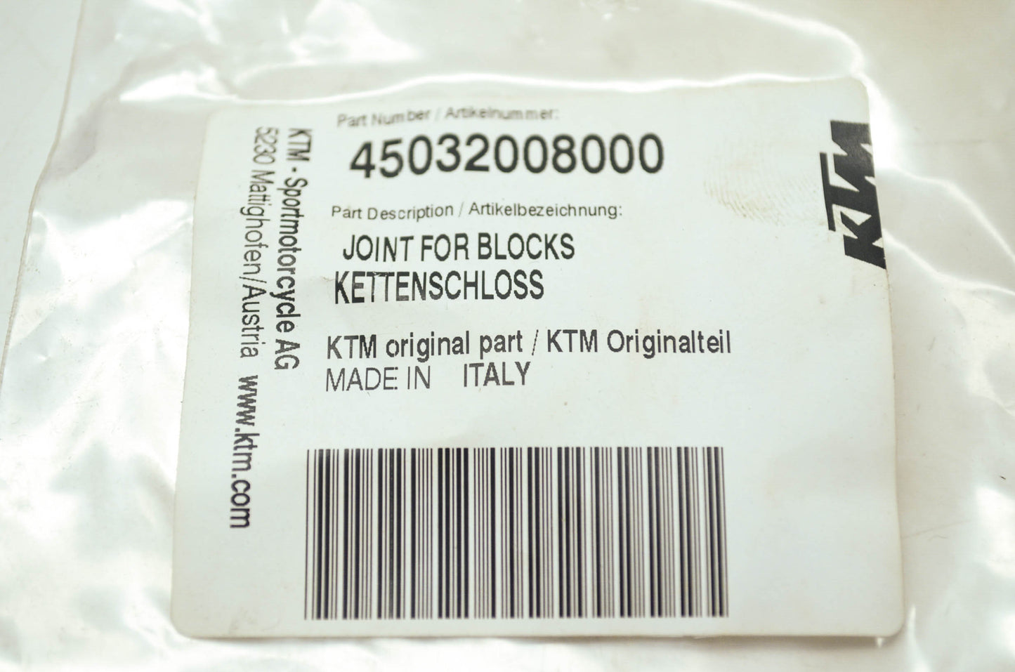 OEM KTM 45032008000 Block Joint NOS