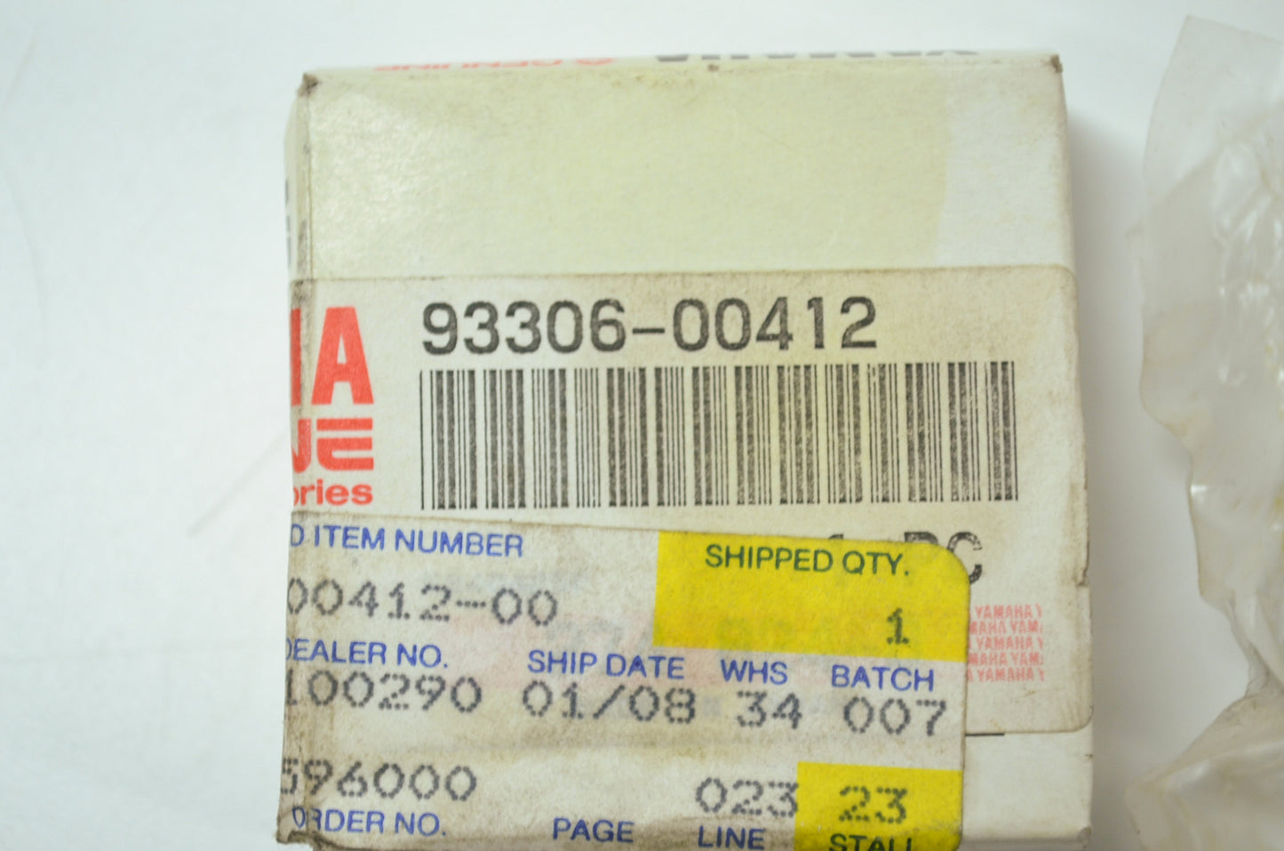 OEM Yamaha 93306-00412-00 Bearing NOS