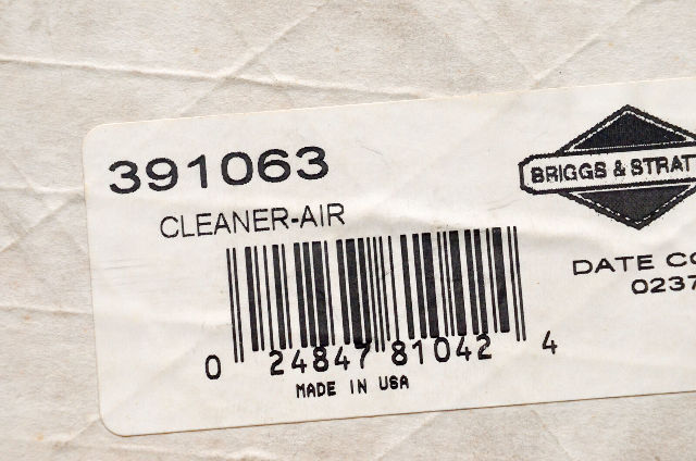 OEM Briggs & Stratton 391063 Air Cleaner NOS