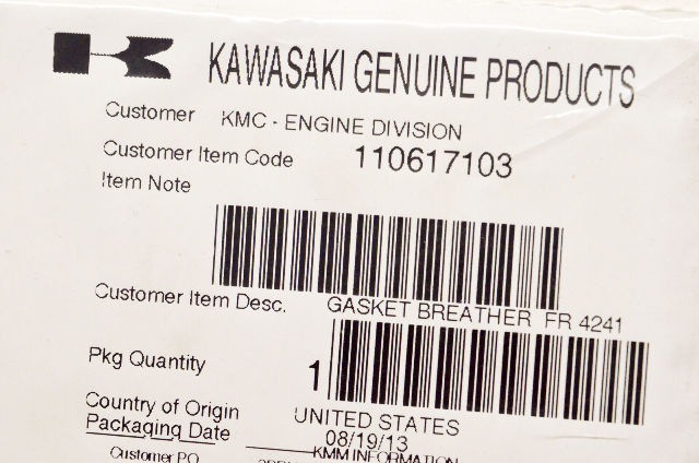 OEM Kawasaki 11061-7103 Breather Gasket NOS