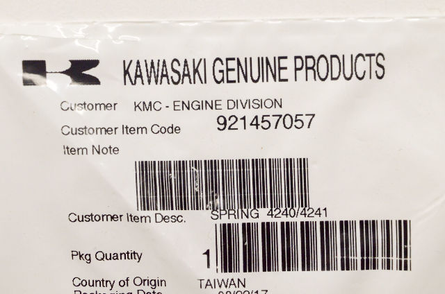 OEM Kawasaki 92145-7057 Spring NOS