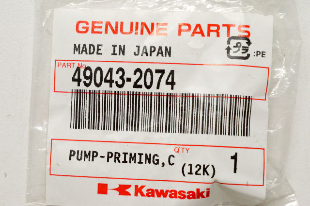 OEM Kawasaki 49043-2074 Carburetor Priming Pump NOS