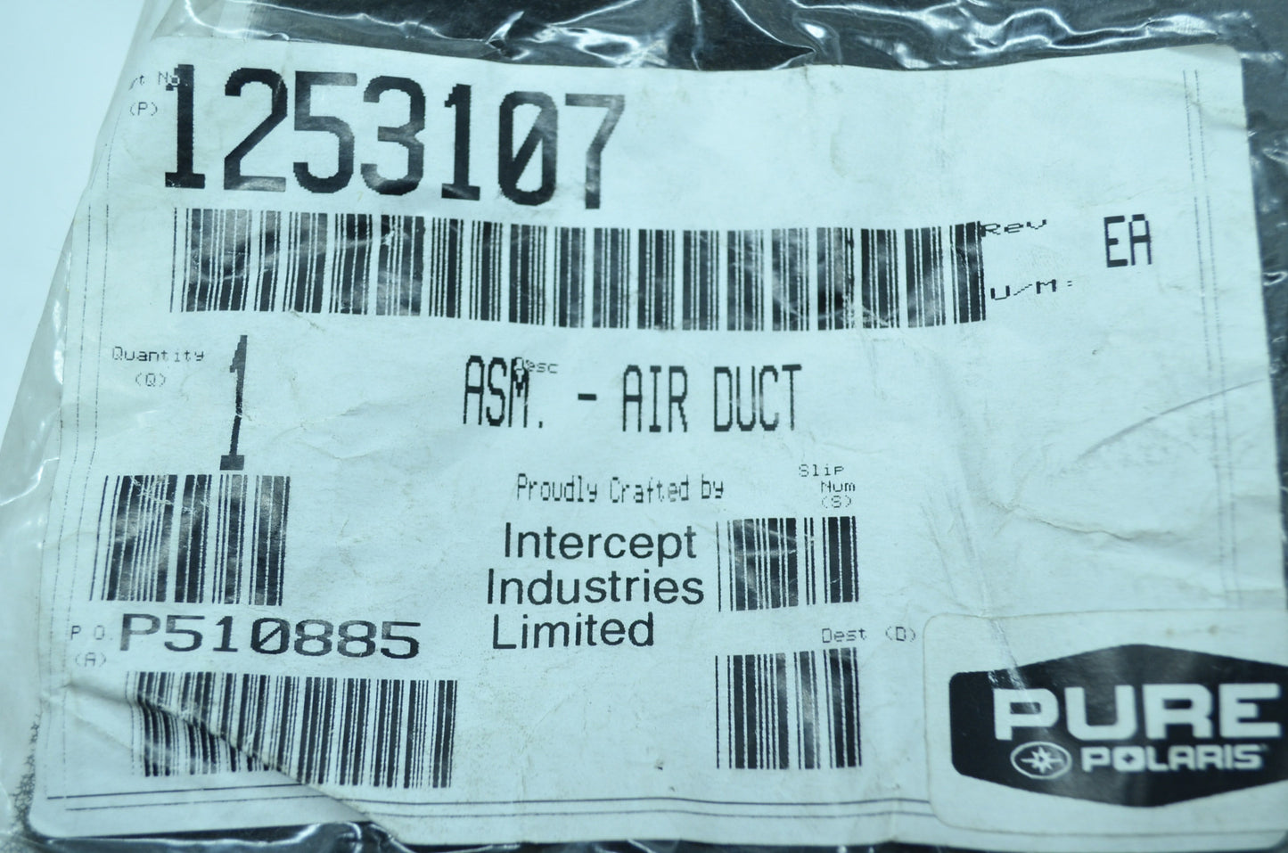 OEM Polaris 1253107 Foam Intake Assembly NOS
