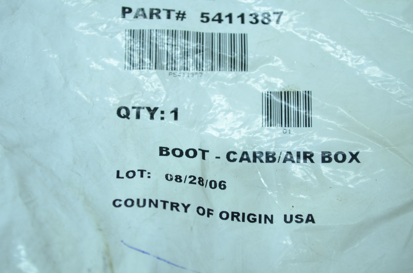 OEM Polaris 5411387 Carburetor/Airbox Boot NOS