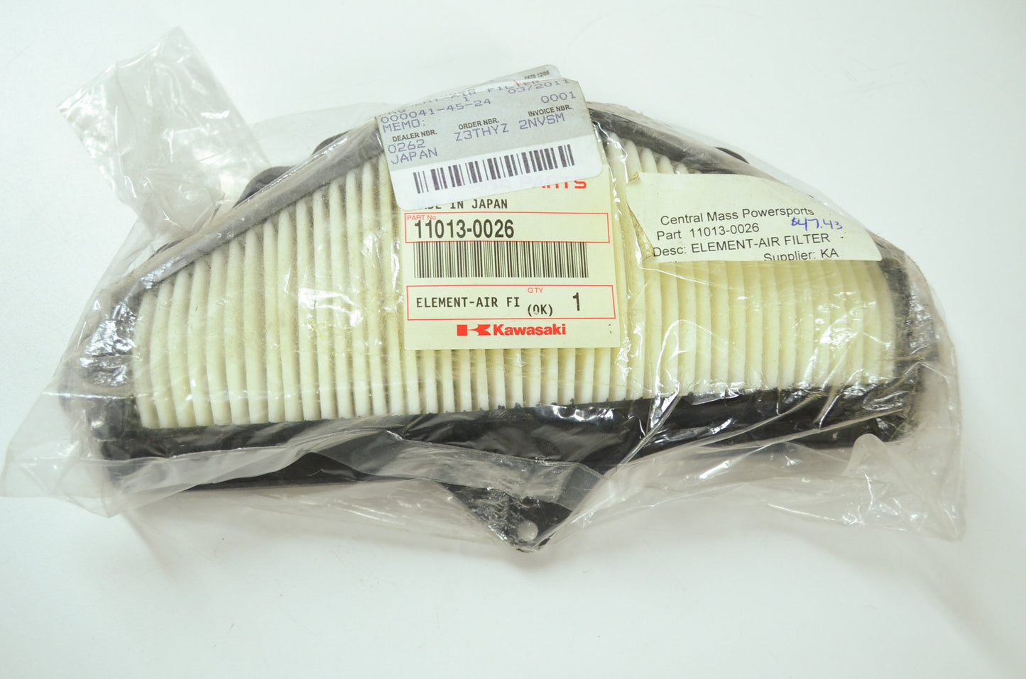 OEM Kawasaki 11013-0026 Air Filter Element NOS