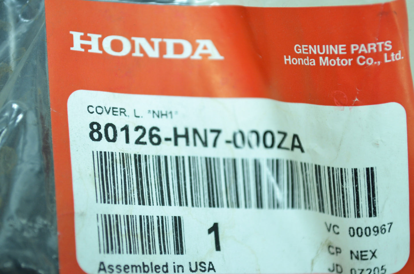 OEM Honda 80126-HN7-000ZA Left Cover NH1 NOS