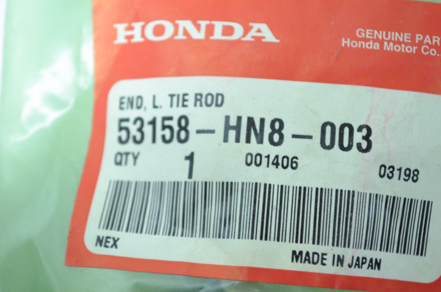 OEM Honda 53158-HN8-003 Left Tie Rod End NOS