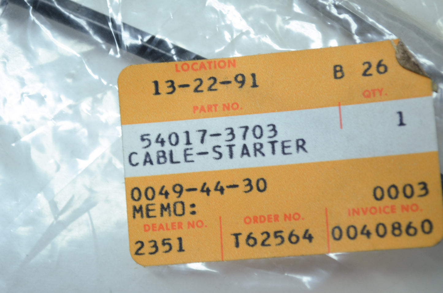 OEM Kawasaki 54017-1086 Starter Cable NOS