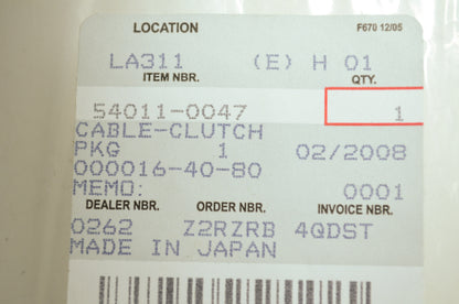 OEM Kawasaki 54011-0047 Clutch Cable NOS