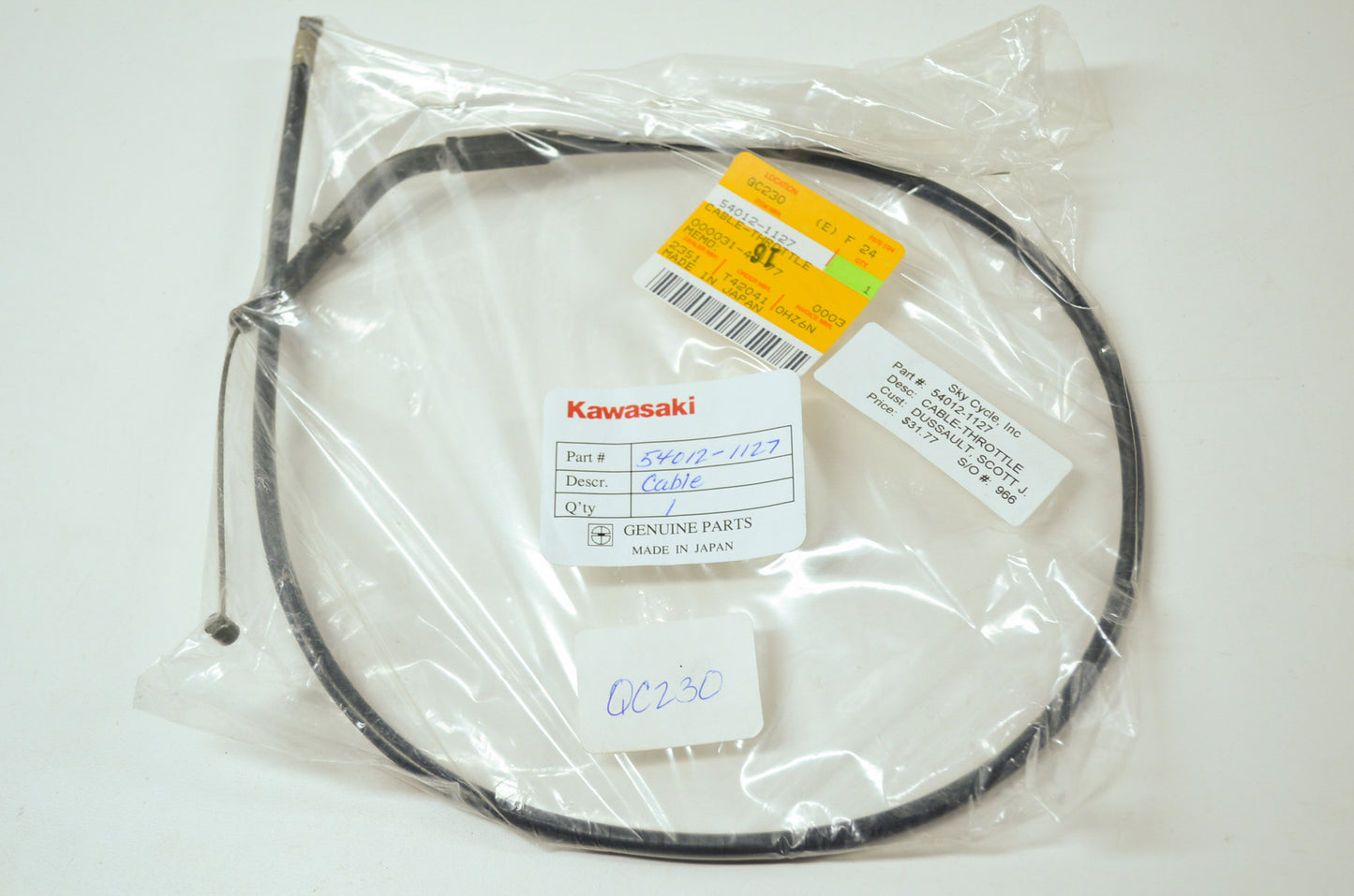 OEM Kawasaki 54012-1127 Throttle Cable NOS