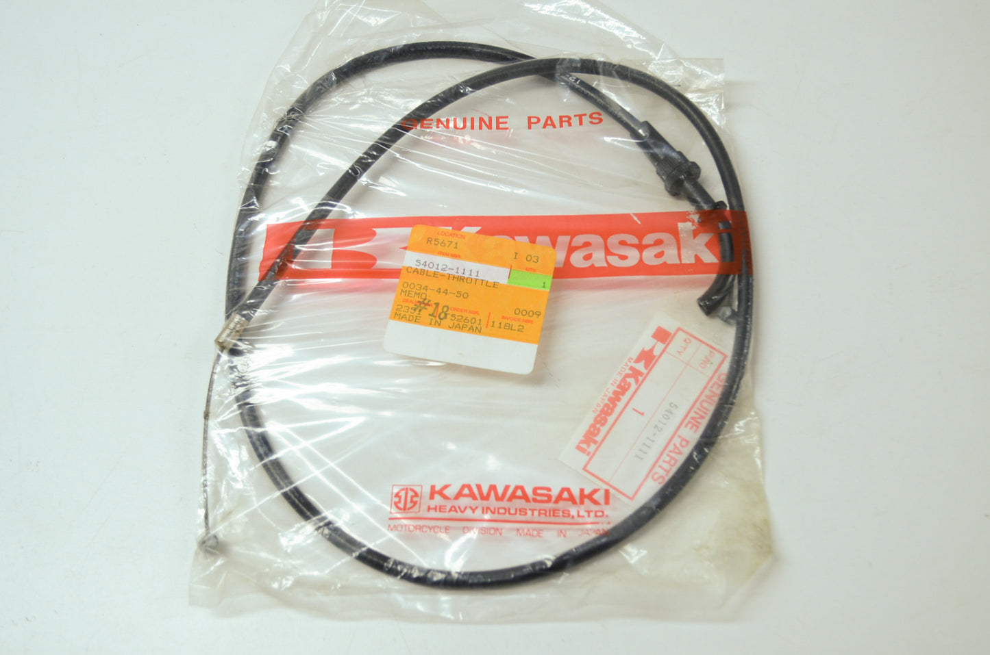 OEM Kawasaki 54012-1111 Throttle Cable NOS