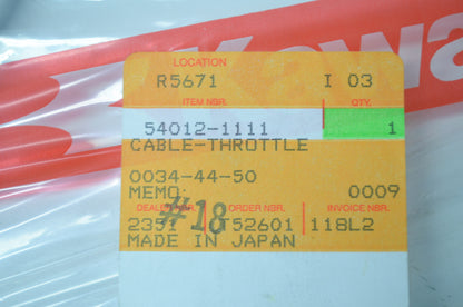 OEM Kawasaki 54012-1111 Throttle Cable NOS