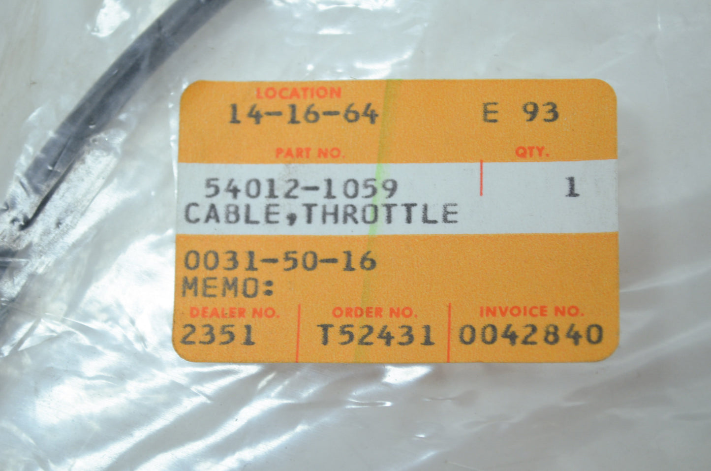 OEM Kawasaki 54012-1059 Throttle Cable NOS