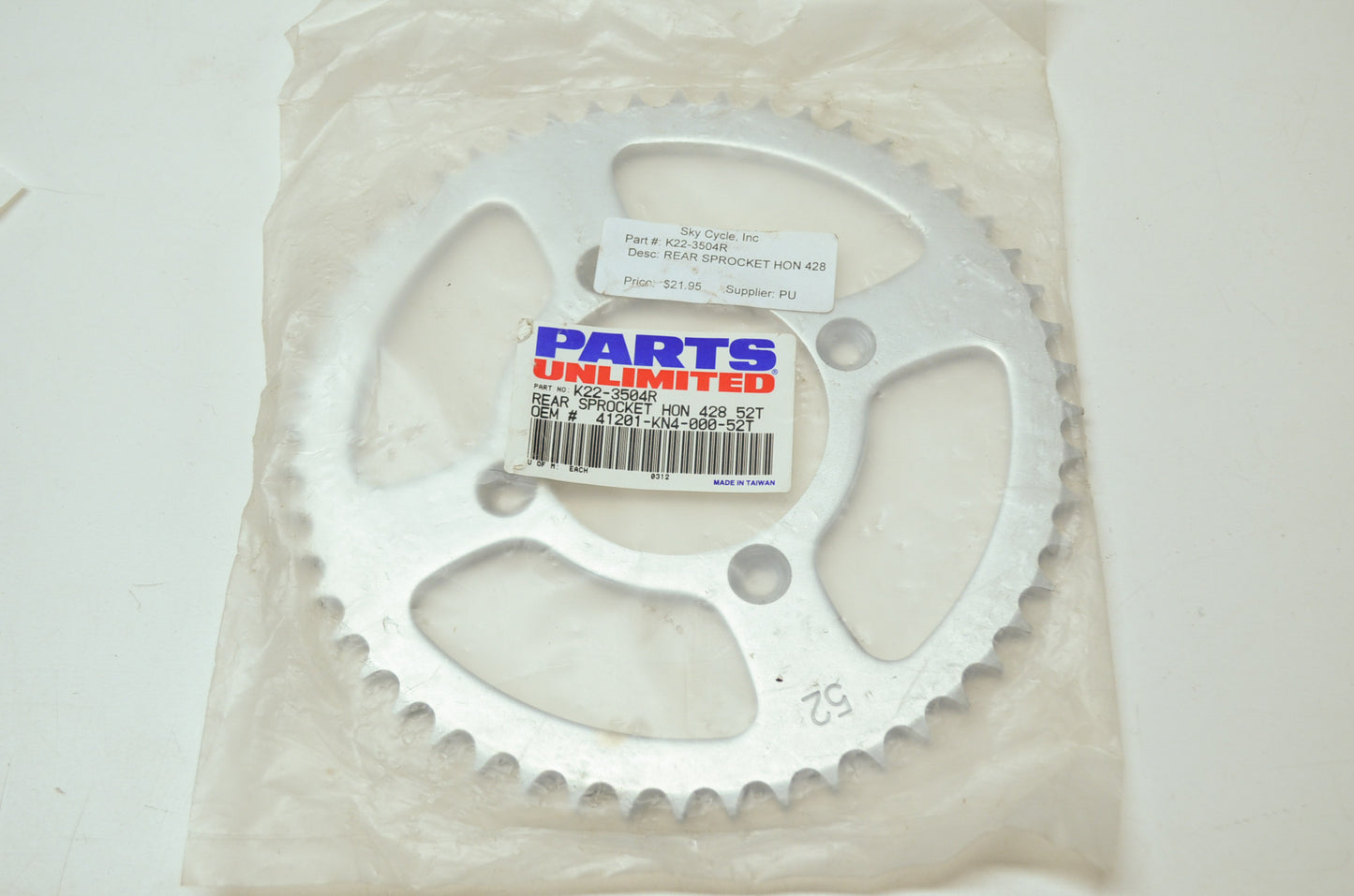 NEW Parts Unlimited Honda Sprocket 52T XR100 CRF100 41201-KN4-000 NOS