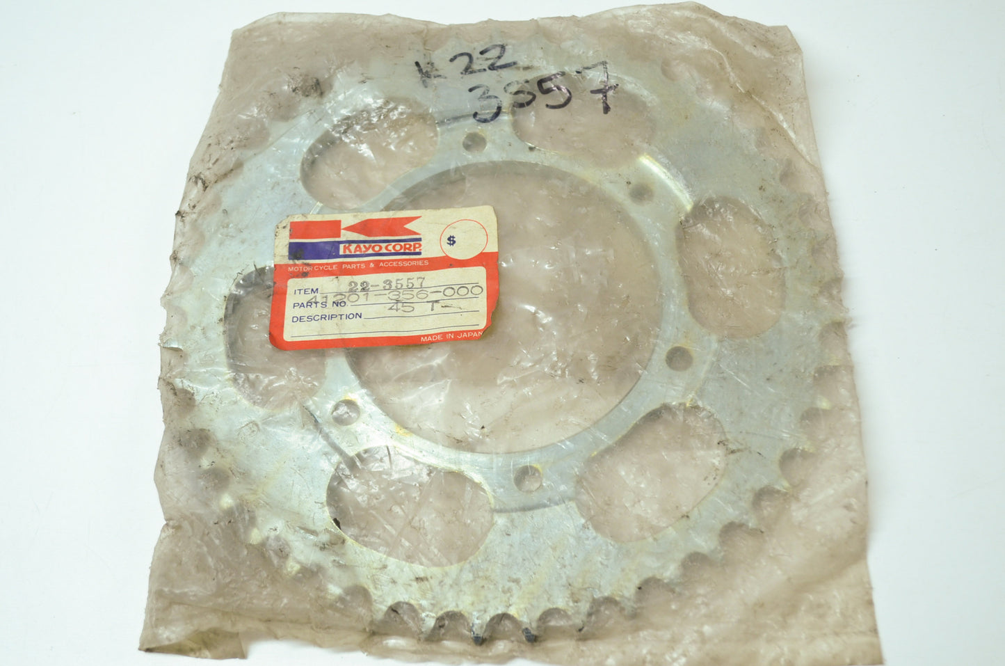 NEW Kayo Co Honda Sprocket 45T 1976-1978 XL350 41201-356-000 NOS