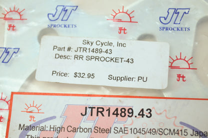 NEW JT Sprockets Kawasaki Sprocket 43T Ninja ZX-7R ZX750 KLZ1000 JTR1489.43 NOS