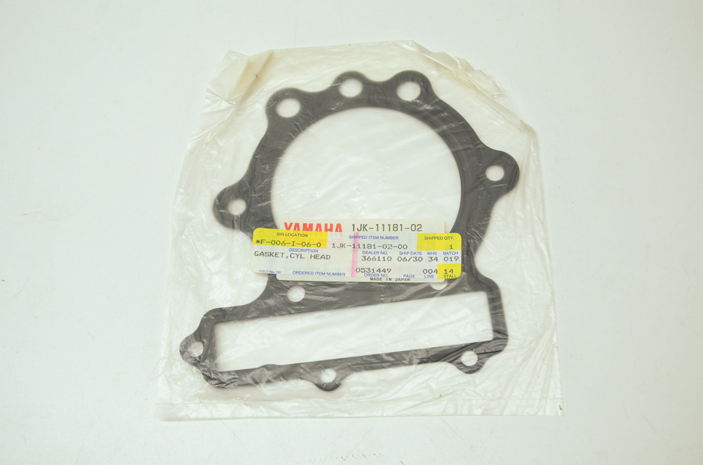 OEM Yamaha 1JK-11181-02-00 Cylinder Head Gasket NOS