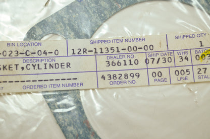 OEM Yamaha 12R-11351-00-00 Cylinder Gasket NOS