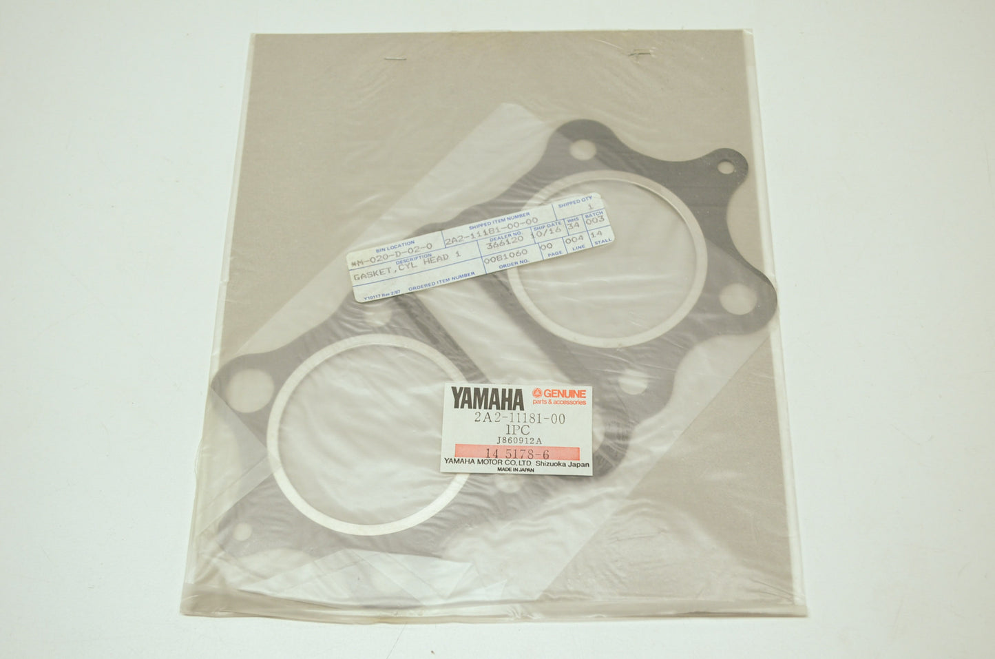 OEM Yamaha 2A2-11181-00-00 Cylinder Head Gasket 1 NOS