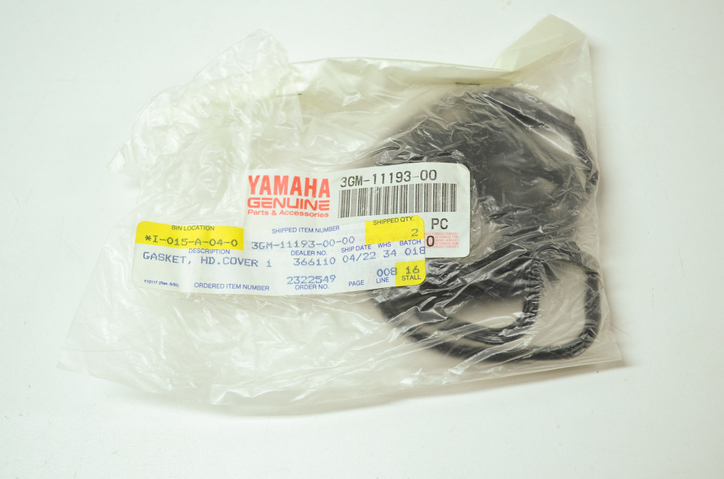 OEM Yamaha 3GM-11193-00-00 Head Cover Gasket NOS