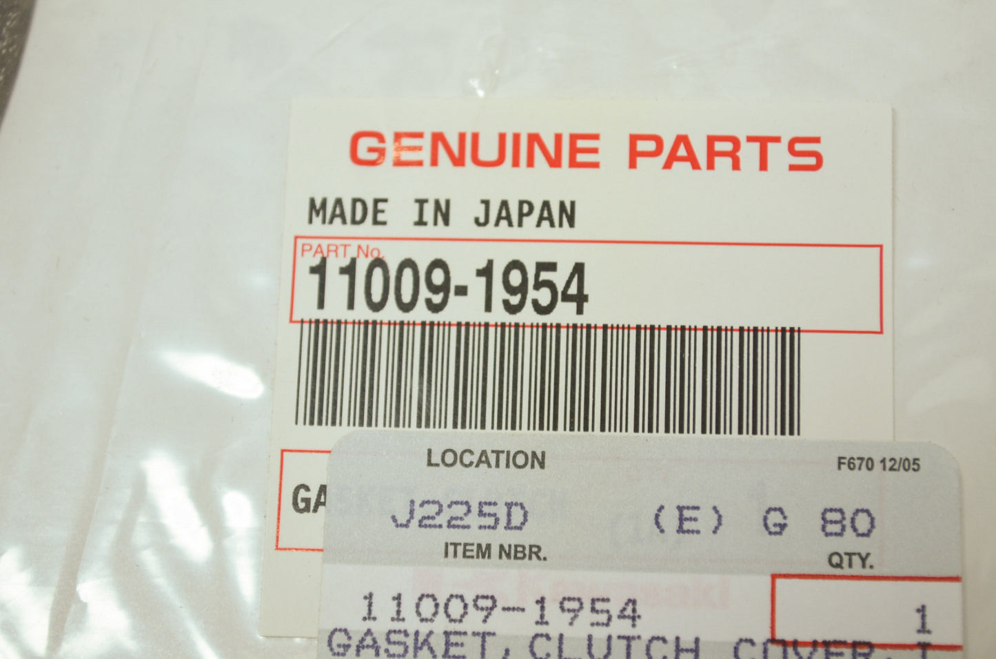 OEM Kawasaki 11009-1954 Inner Clutch Cover Gasket NOS
