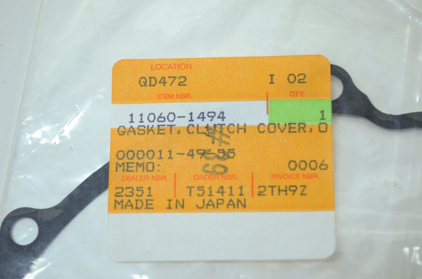 OEM Kawasaki 11060-1494 Outer Clutch Cover Gasket NOS