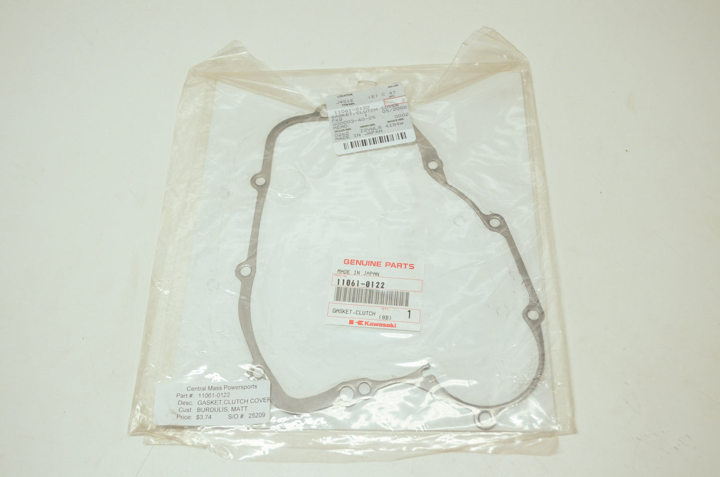 OEM Kawasaki 11061-0122 Clutch Cover Gasket NOS