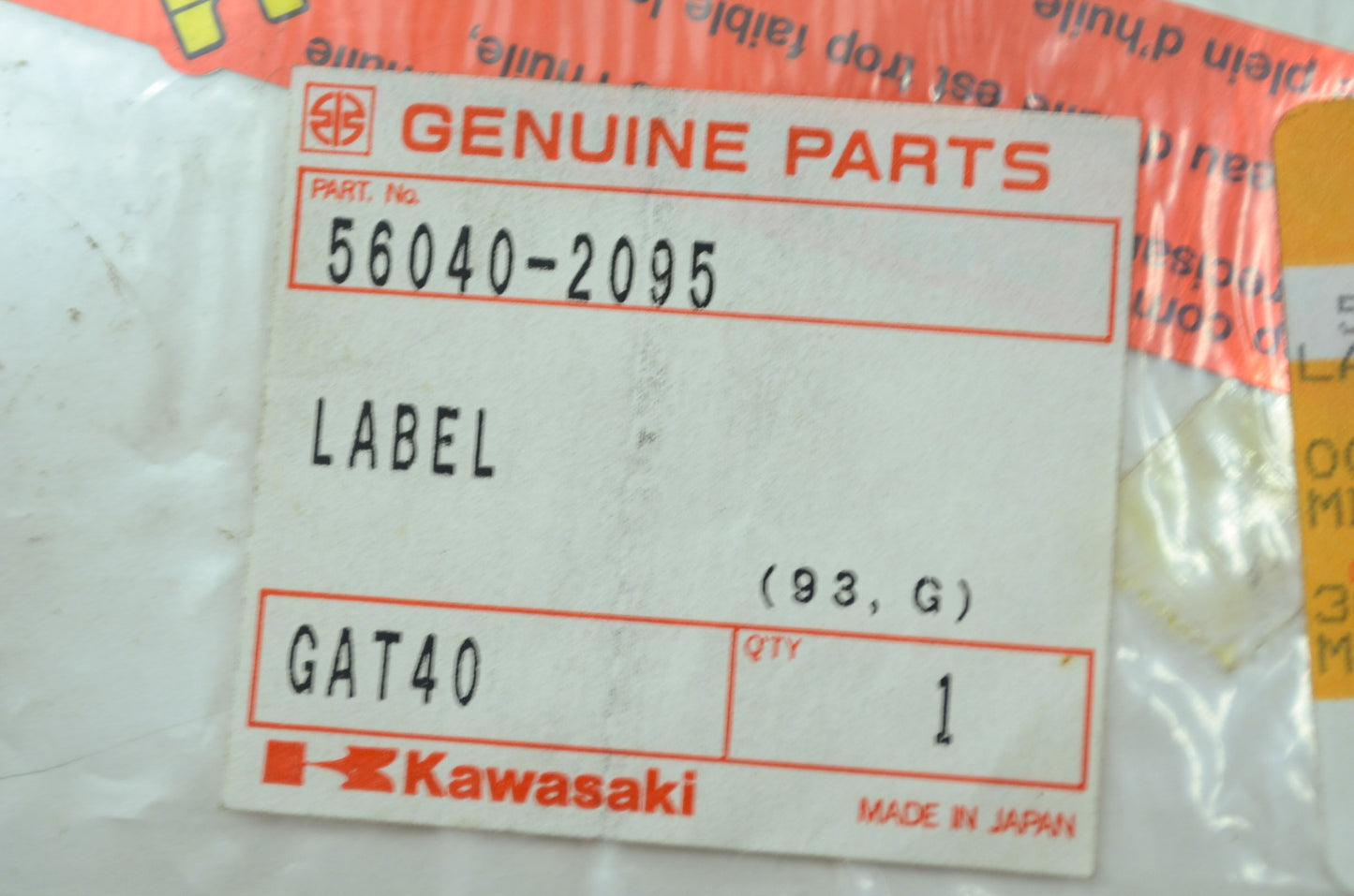 OEM Kawasaki 56040-2095 Warning Label NOS