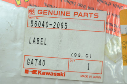 OEM Kawasaki 56040-2095 Warning Label NOS