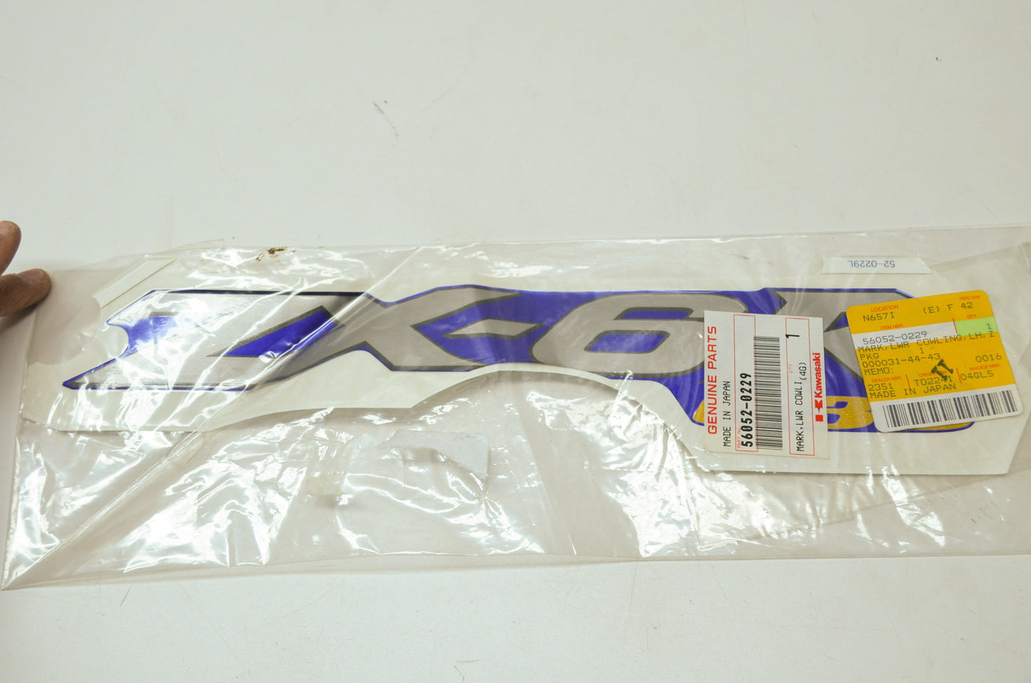 OEM Kawasaki 56052-0229 Left Lower Cowling Mark NOS