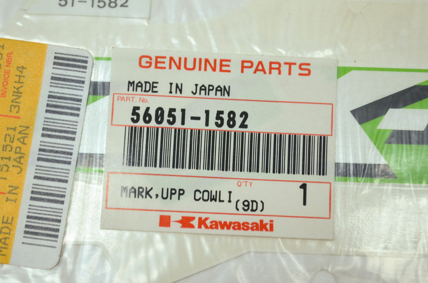 NEW OEM Kawasaki Upper Cowl Decal 1997 ZX600 Ninja ZX-6R 56051-1582 NOS