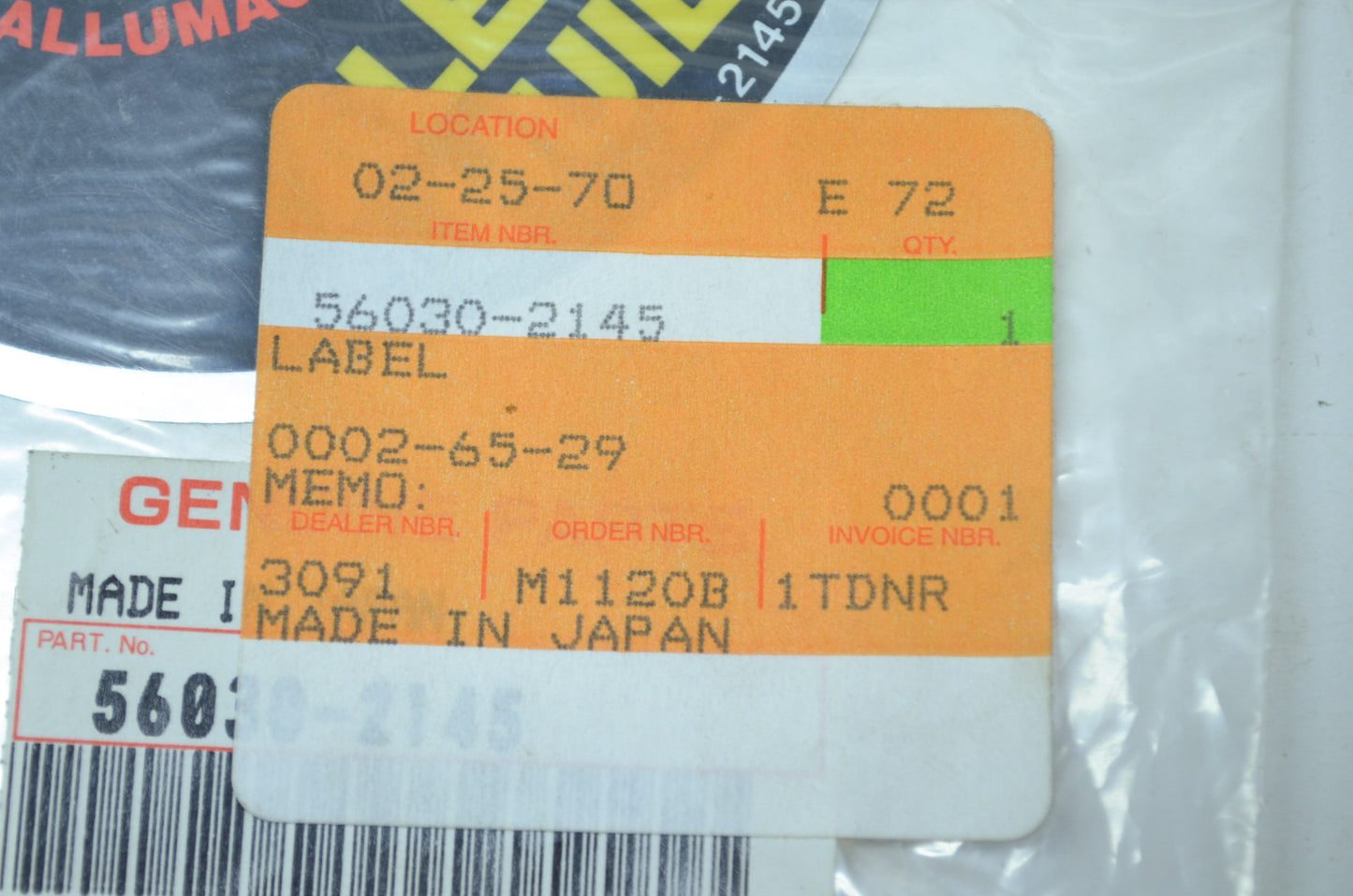 OEM Kawasaki 56030-2145 Label NOS