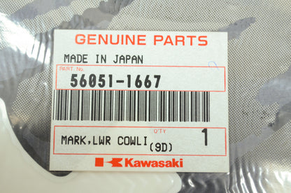 OEM Kawasaki 56051-1667 Right Lower Cowling Mark NOS