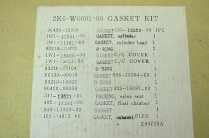 OEM Yamaha 2K6-W0001-00-00 Gasket Kit NOS