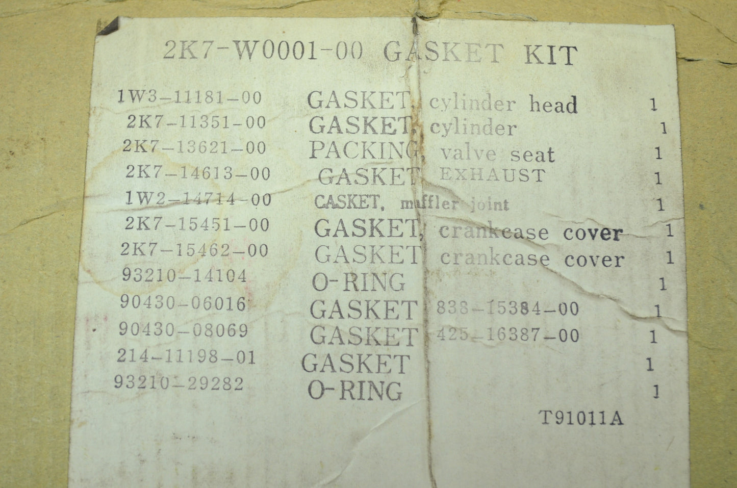 OEM Yamaha 2K7-W0001-00-00 Gasket Kit NOS