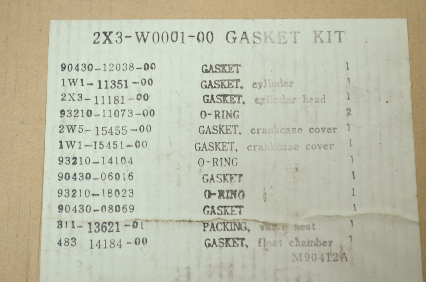 OEM Yamaha 2X3-W0001-00-00 Gasket Kit NOS